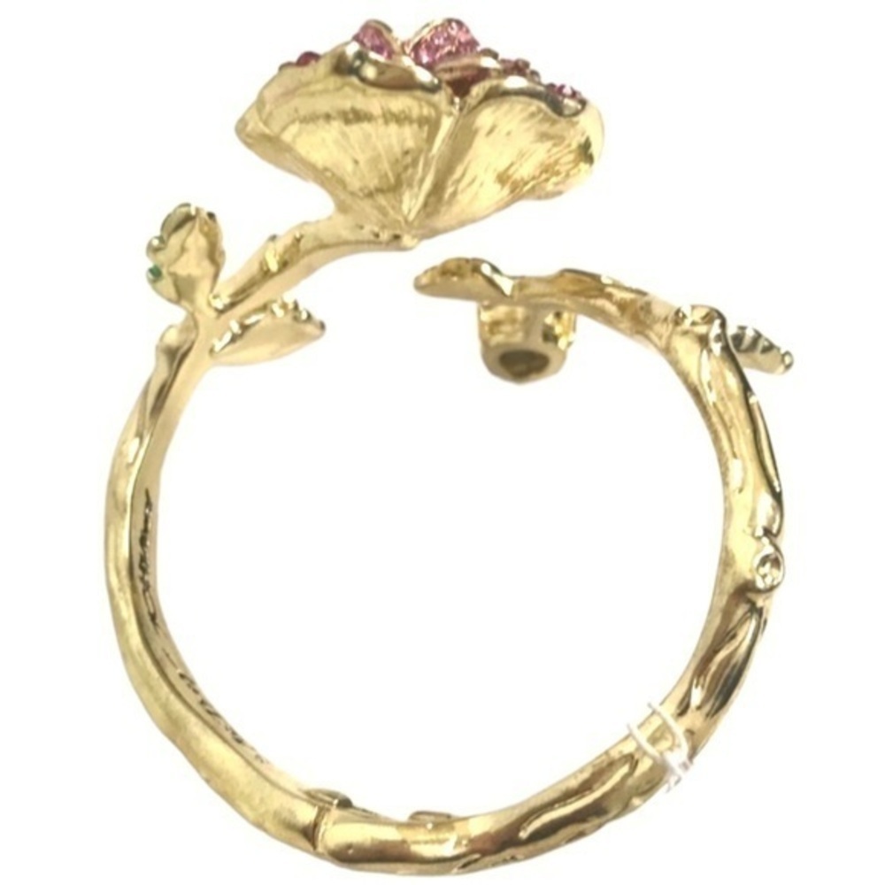 Betsey Johnson Rose Hinged Bangle Bracelet rhinestones NWT - Picture 6 of 8